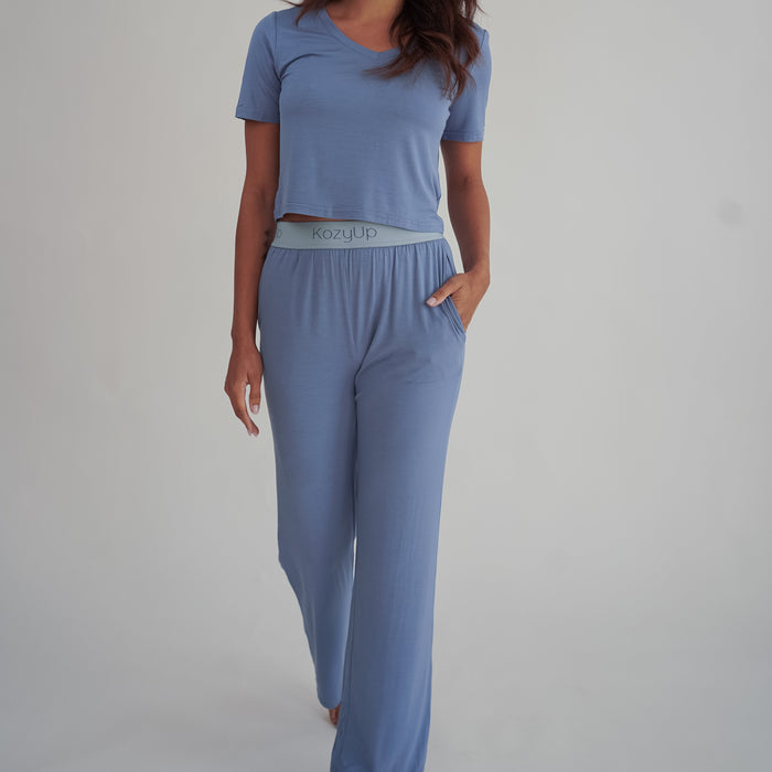 Deep Sky Women's Pajama Pants Set w/ Cropped Shirt