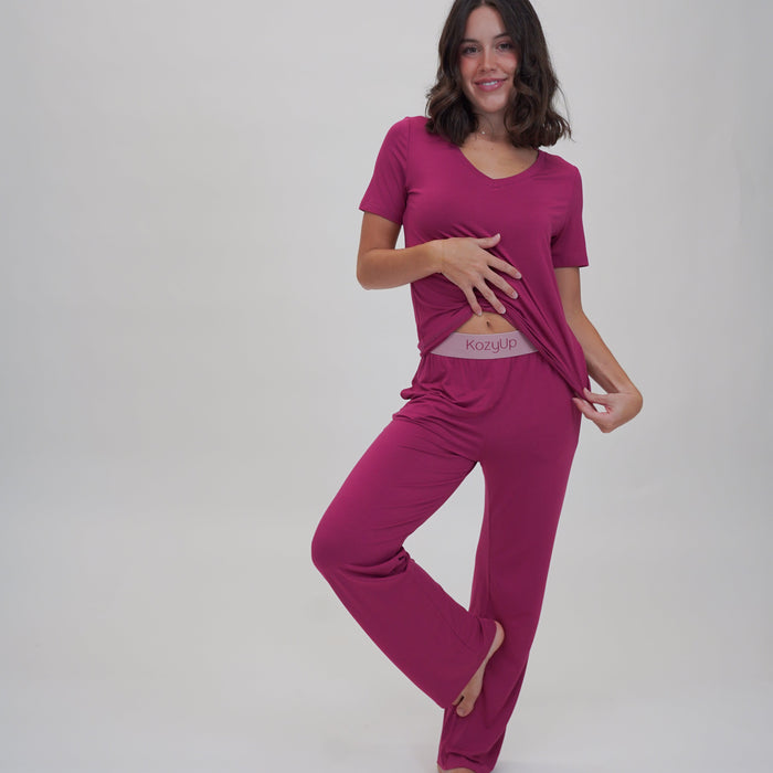 Berry Kiss Women's Pajama Pants Set w/ Full Length Shirt